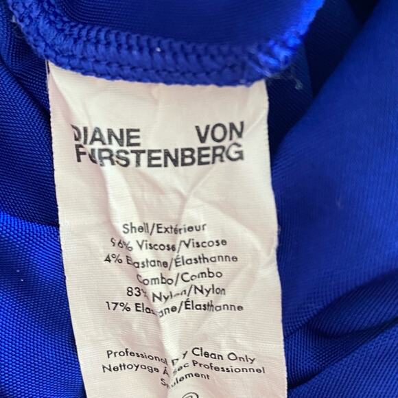 Diane Von Furstenberg Lala Blue Plunge Bodysuit size large - Picture 8 of 9